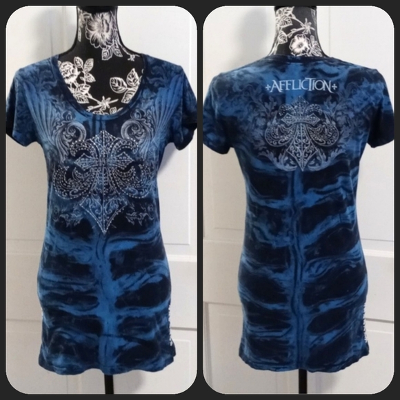 Affliction Tops - 🖤Affliction🖤 - Blue/Black U-Neck Tee